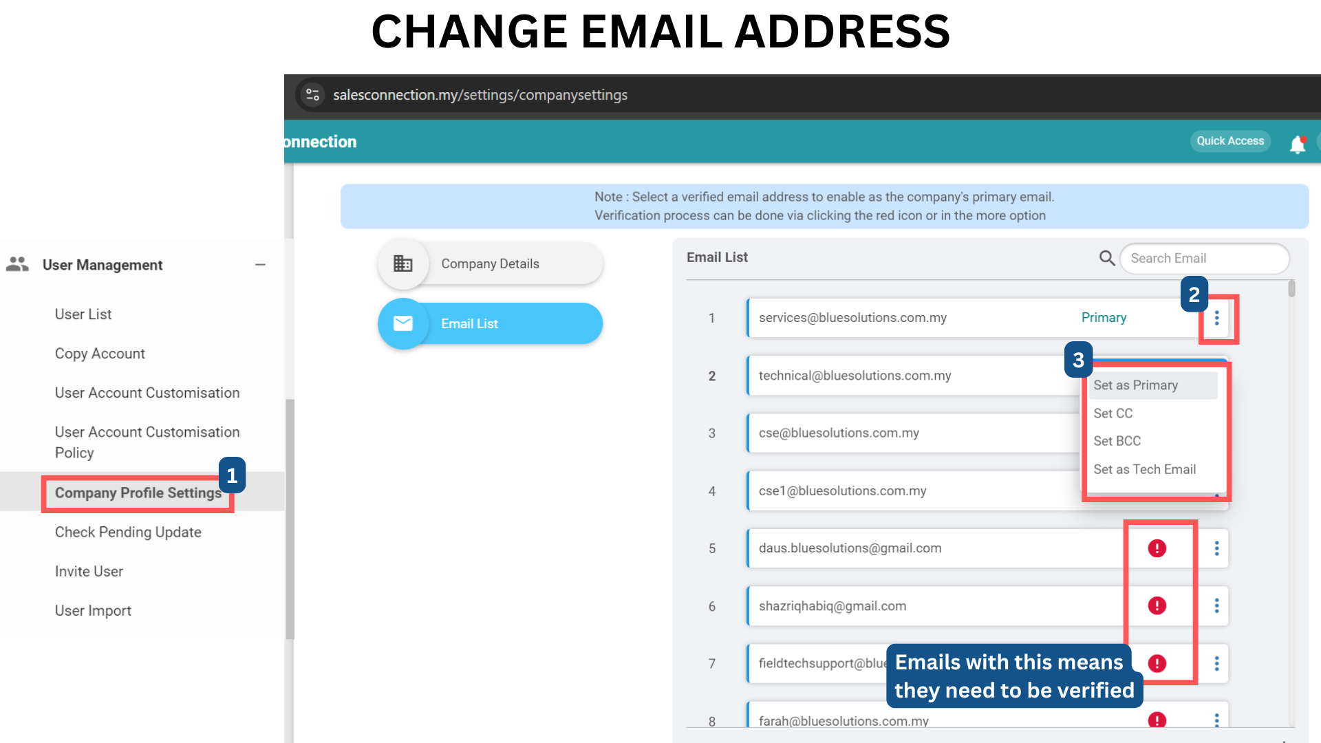 Change email 1